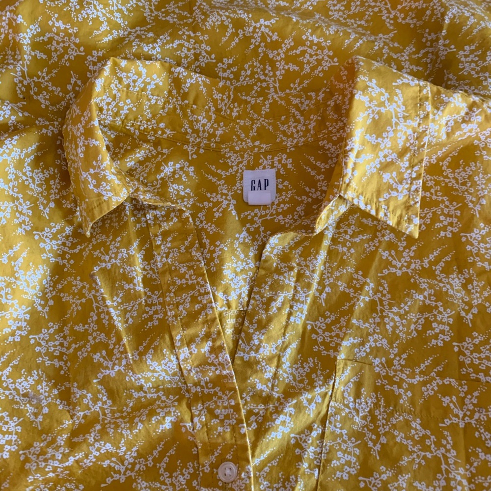 Gap Yellow Flowered Button Down Shirt - image 4